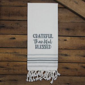 Dishtowel - Grateful Thankful-Cream