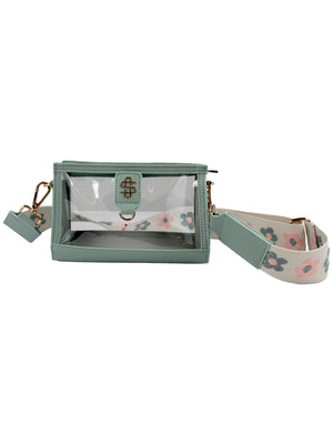 SS Leather Clear Crossbody - Sage