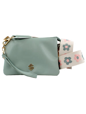 SS Leather Crossbody Wallet - Sage