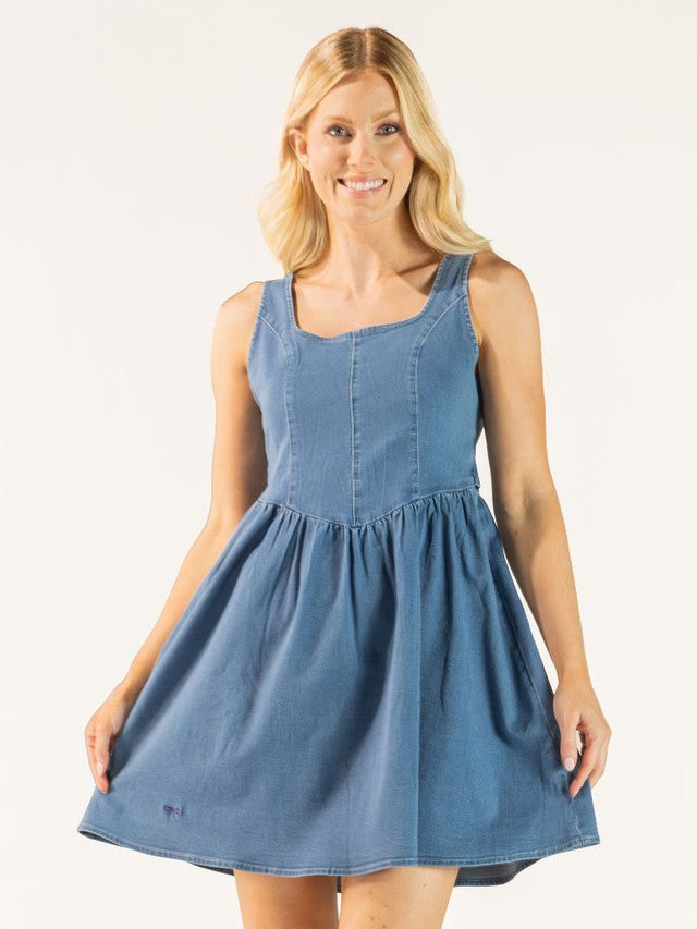 Simply Southern Dress Baby Blue Bow Denim