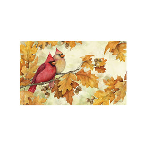 Mat Insert - Cardinals in Fall Oat Leaves