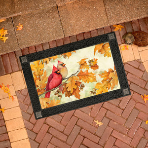 Mat Insert - Cardinals in Fall Oat Leaves