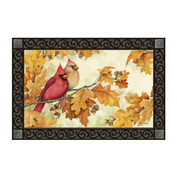 Mat Insert - Cardinals in Fall Oat Leaves