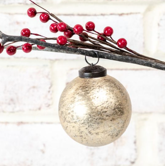 2.75" Gold Foil Glass Ball Ornaments