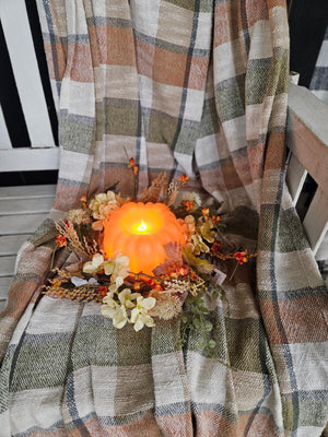 Orange Pumpkin Carved Moving Flame 6" x 5"