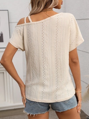 Apricot One Shoulder Short Sleeve