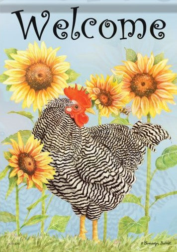 Garden Flag - Chicken & Sunflowers
