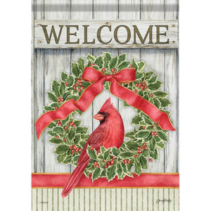 Standard Flag - Rustic Cardinal Wreath