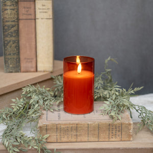 5" Sienna Glass 3D Flame Candle