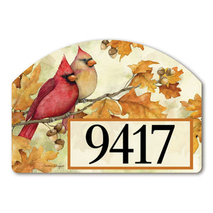 Yard DeSign - Cardinals in Fall Oat Leaves
