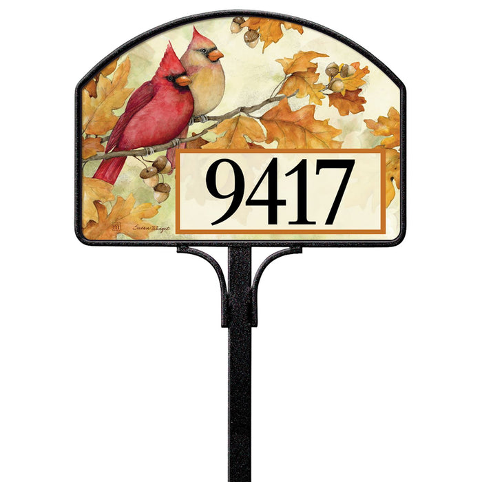 Yard DeSign - Cardinals in Fall Oat Leaves