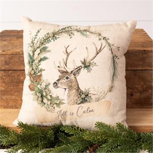 Pillow Holly and Ivy Embroidered