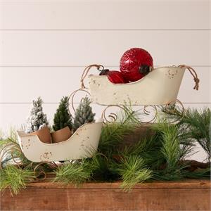LG White and Gold Distressed Sleigh