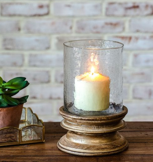 8.5" Gold Brush Pillar Holder