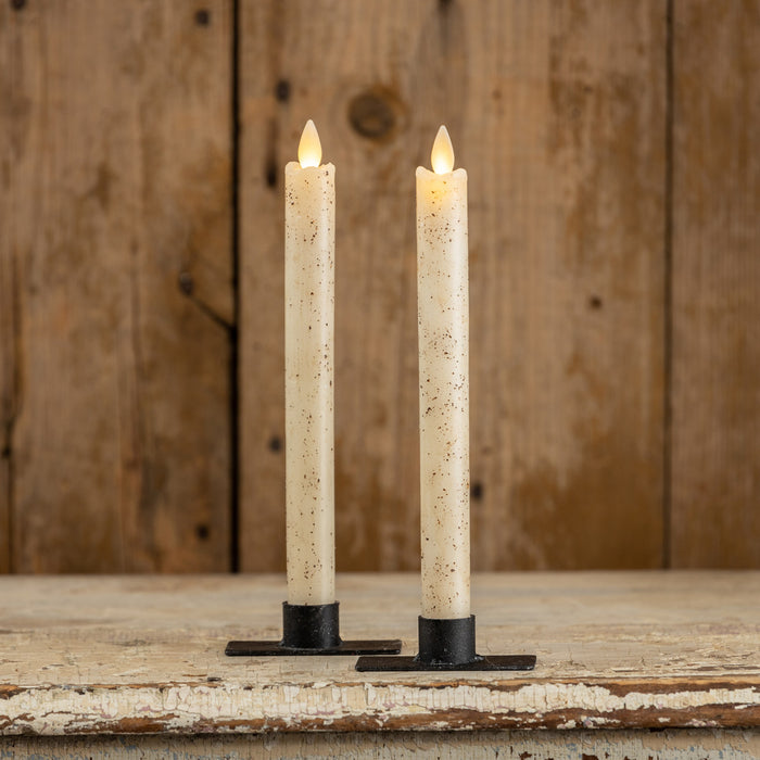 9.5" Moving Flame Cream Taper Candle (Set 2)