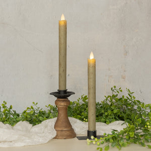 9.5" Moving Flame Green Taper Candle (Set 2)