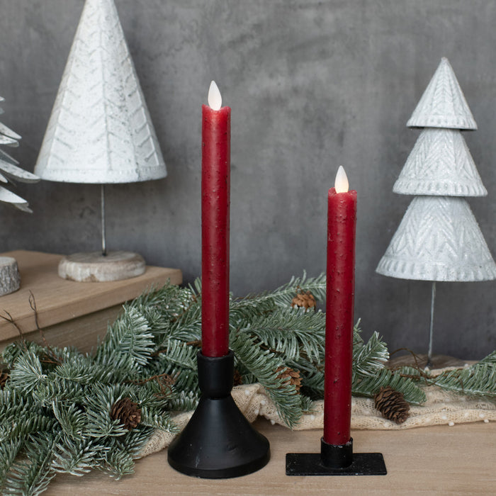 9.5" Moving Flame Red Taper Candle (Set 2)