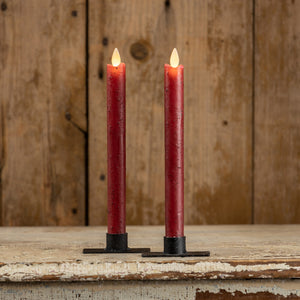 9.5" Moving Flame Red Taper Candle (Set 2)