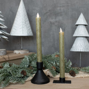9.5" Moving Flame Green Taper Candle (Set 2)