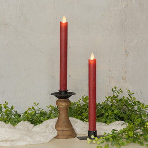 9.5" Moving Flame Red Taper Candle (Set 2)