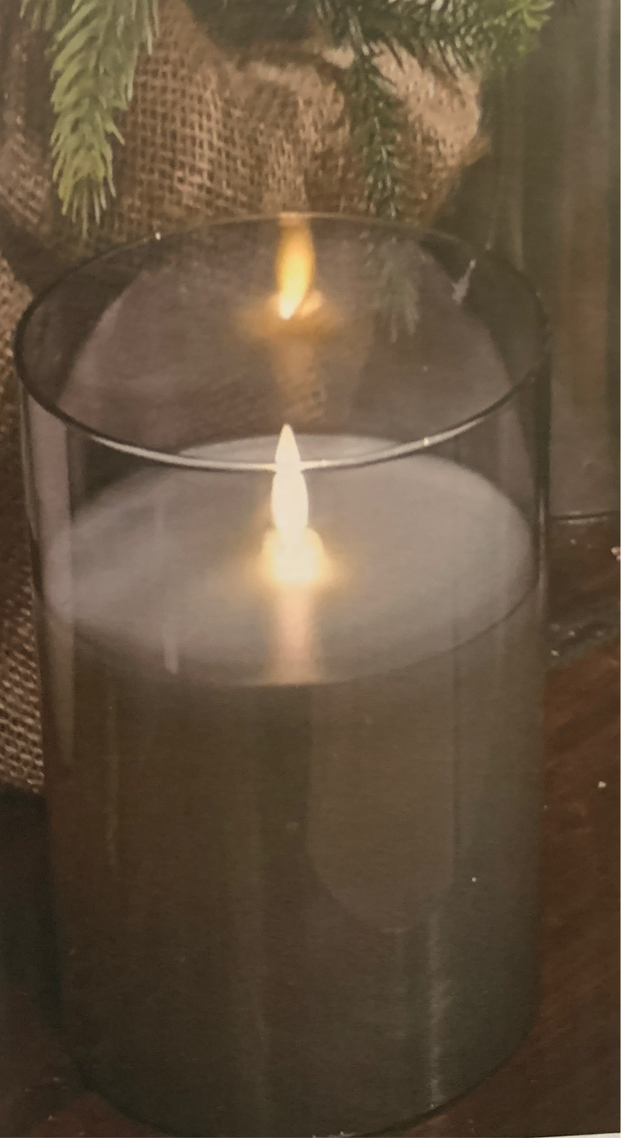 6x6 Flameless Glass Candle - Smoke