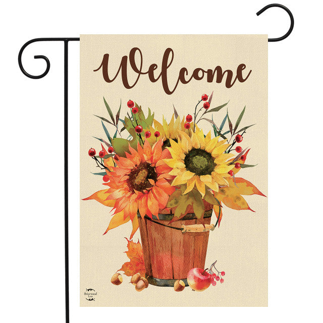 Garden Flag - Fall Sunflowers Welcome Burlap