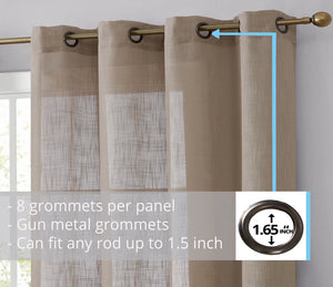 54x84 Abbey Faux Linen Grommet Curtain Panel Taupe