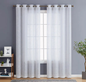 54x84 Abbey Faux Linen Grommet Curtain Panel White