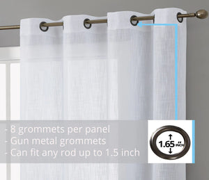 54x84 Abbey Faux Linen Grommet Curtain Panel White