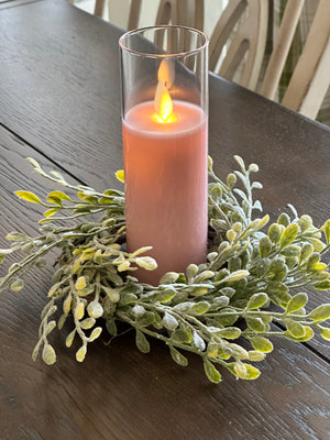 Slim Pillar Candle-Pink in Glass Cylinder