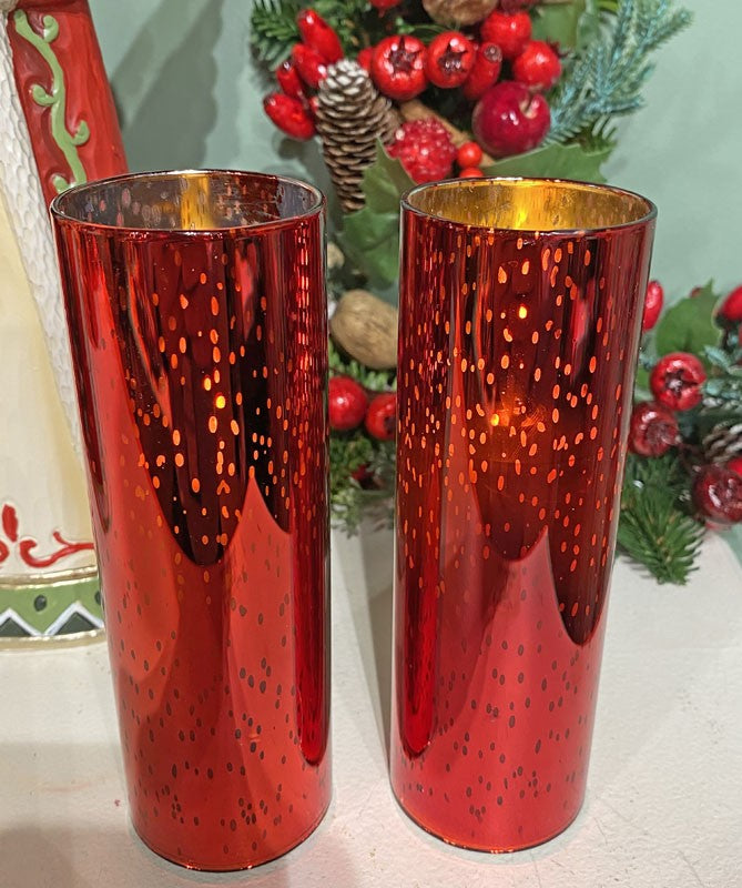 Slim Pillar Candle-Mercury Red