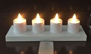 LC3328-Moving Flameless Rechargeable Votive Candle Set/4 with Charger - White