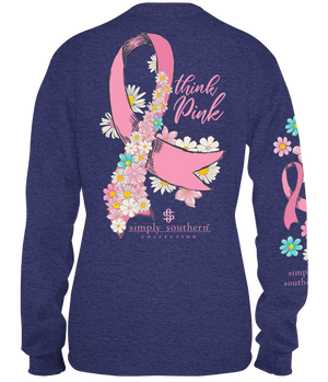 Simply Southern LS Tee - Think Pink - Denim