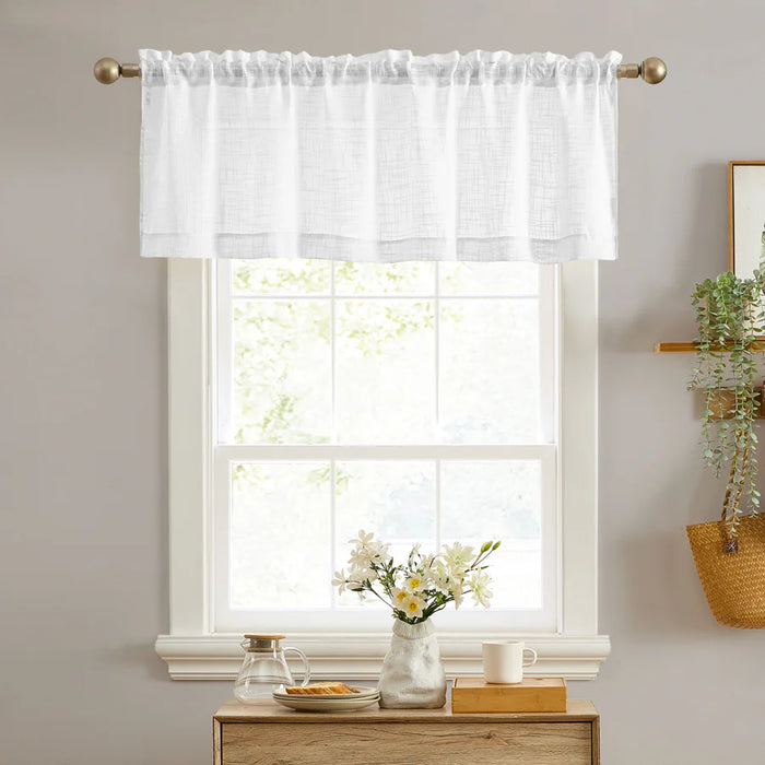 Linda Faux Linen Cafe Valance White