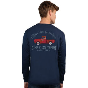 Simply Southern Men's LS Tee - Red Truck Night Sky