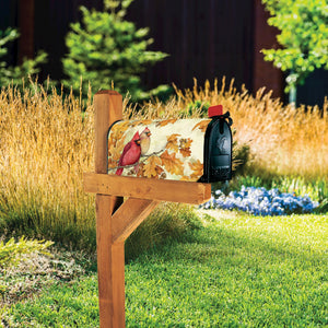Mailbox Cover - Cardinals in Fall Oat Leaves