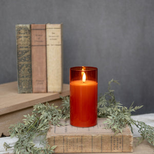 6" Sienna Glass 3D Flame Candle