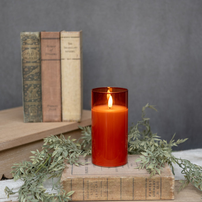 6" Sienna Glass 3D Flame Candle