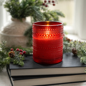 5" Red Dotted Glass 3D Flame