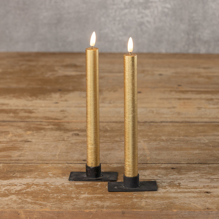 9.5" 3D Flame Gold Taper Candle (Set 2)