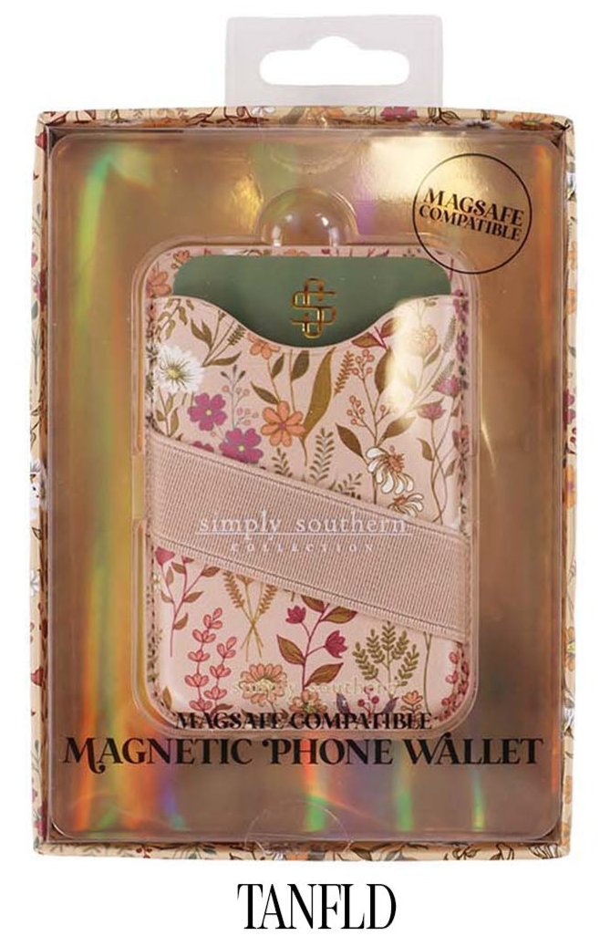 Simply Southern Magnet Phone Wallet - Tan Flowered