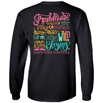 Southern Couture - Classic LS Tee - Grandkids are Fun Black