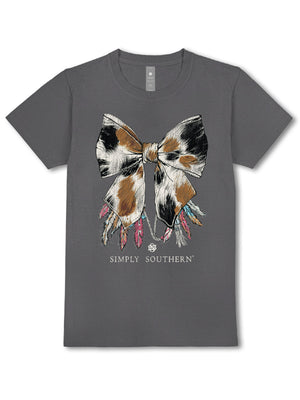 Simply Southern Tee - Cow Bow Washed Coal