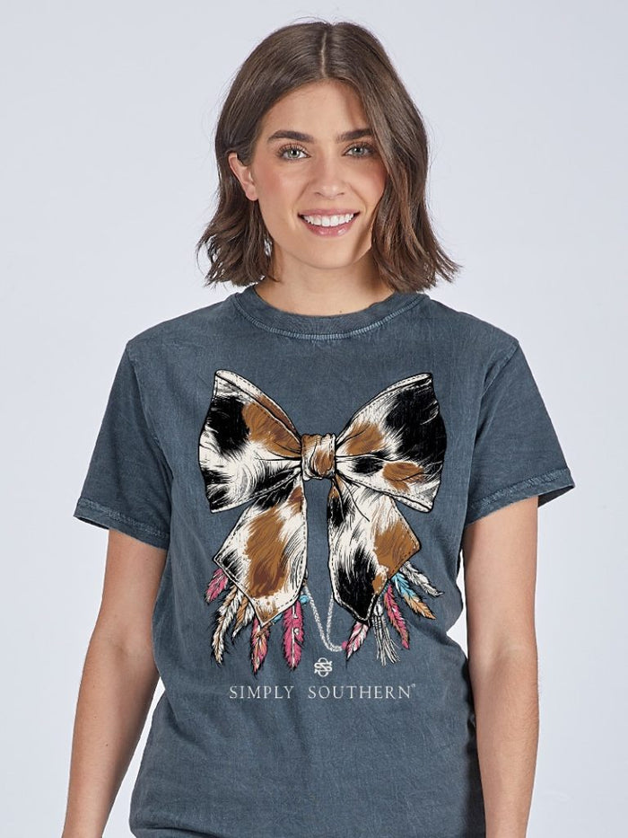 Simply Southern Tee - Cow Bow Washed Coal