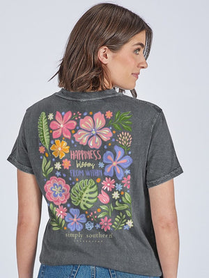 Simply Southern Tee - Happy Washed Coal