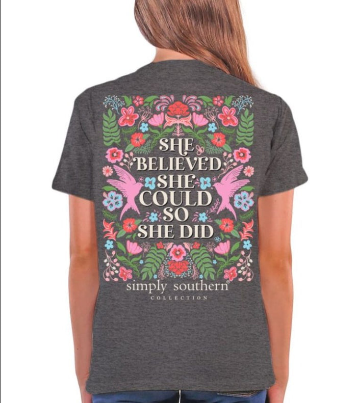Simply Southern SS Tee - She Graphite Heather