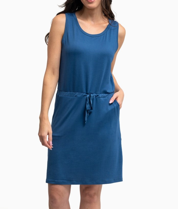 Napa Drawstring Dress-Sky Blue