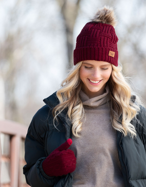 Pom Top Knit Beanie Black