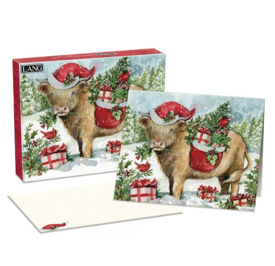 Lang Boxed Christmas Cards - Holiday Highland Cow