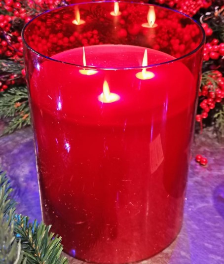 6x8 Flameless 3 Wick Candle- Red